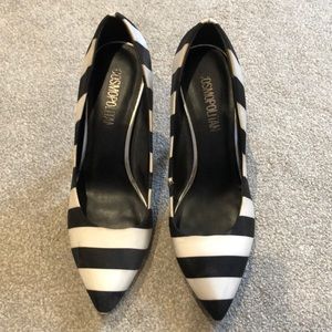 Black and White Stripe Heels